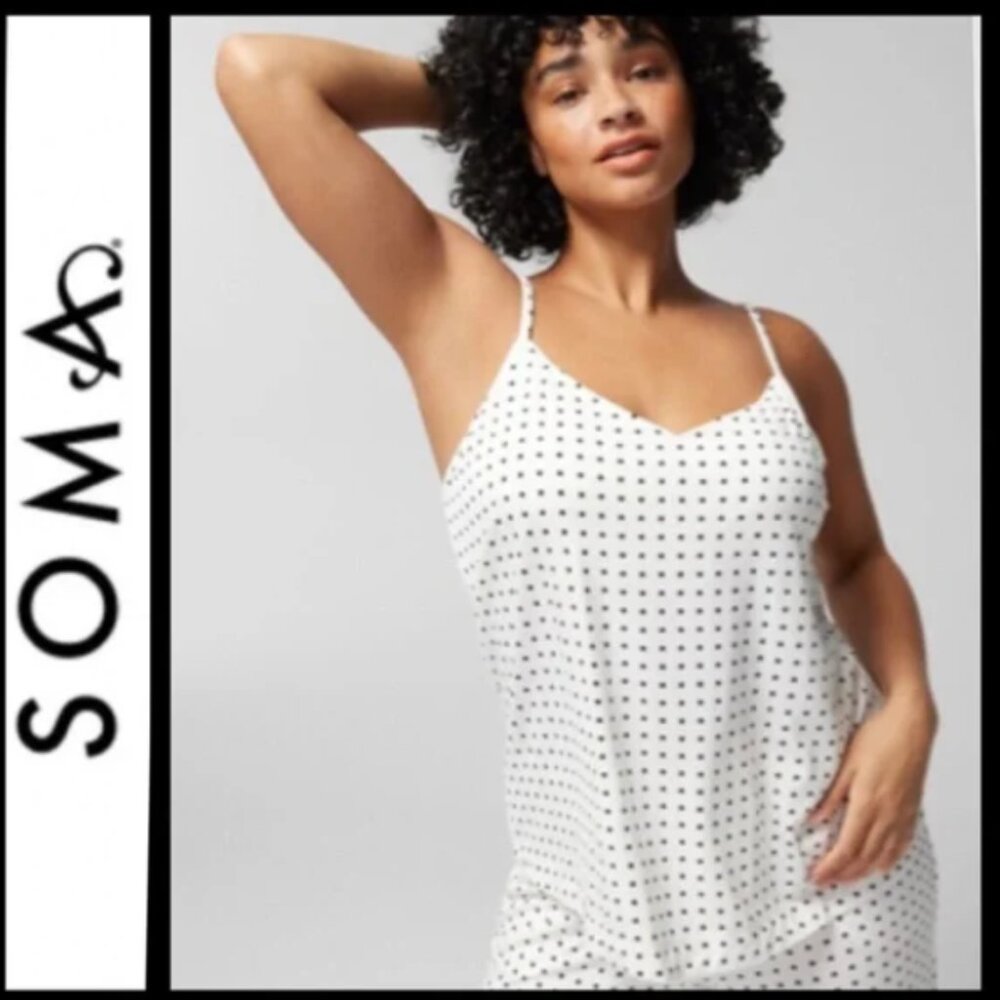 Soma Cool Nights Black White Dotted Camisole XX Large